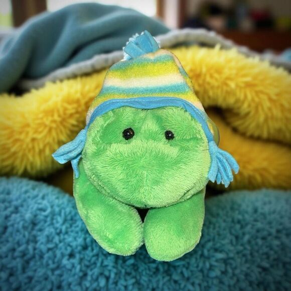 Gund Frog Striped Toboggan Scarf Hat Plush Stuffed Animal P7 - Picture 1 of 7